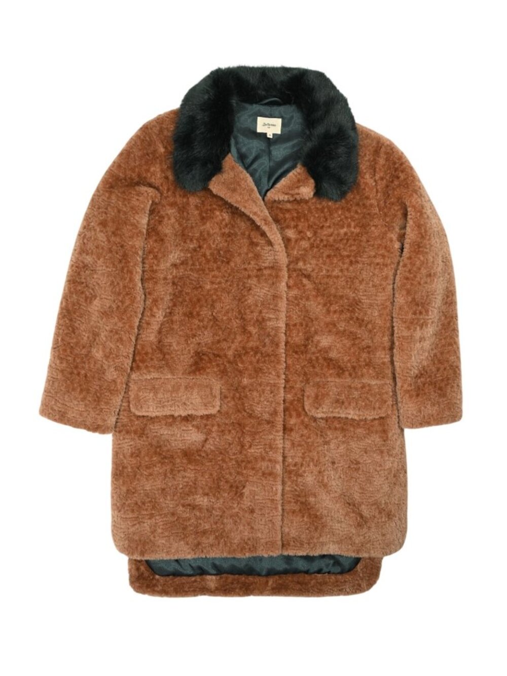 Bellerose Vintage look Faux Fur Black Collar Coat in Brown - Picture 1 of 3